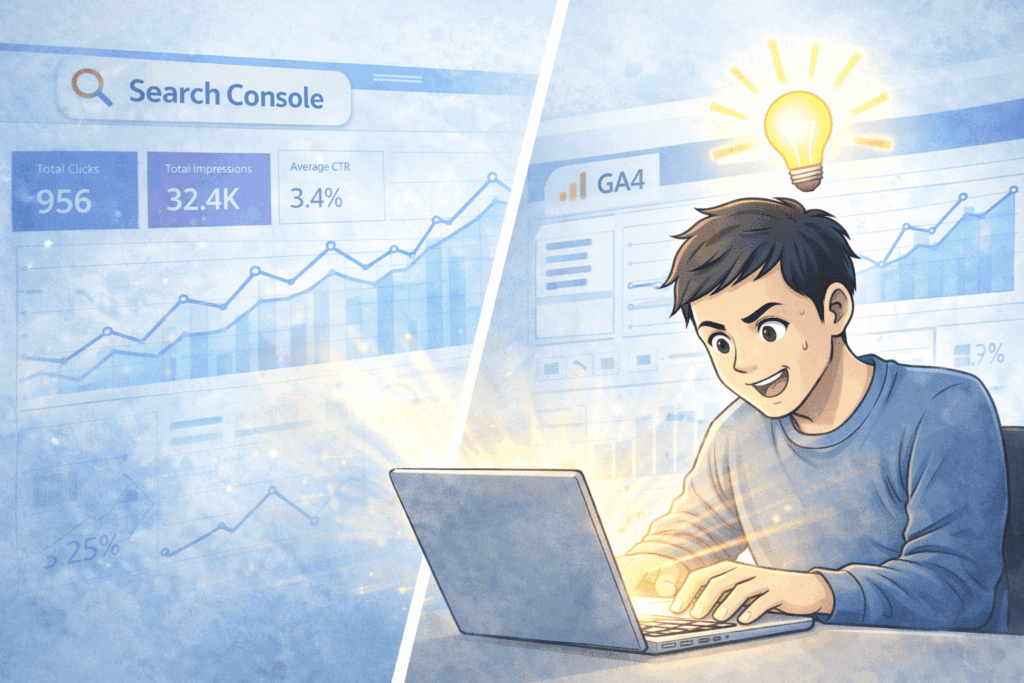 ブログのリライト方法がわかりやる気が出ているイメージ